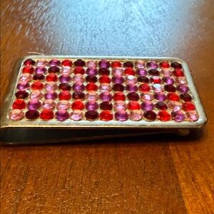 Cash Cache Rhinestone Money Clip Red Pink Crystal Neiman Marcus